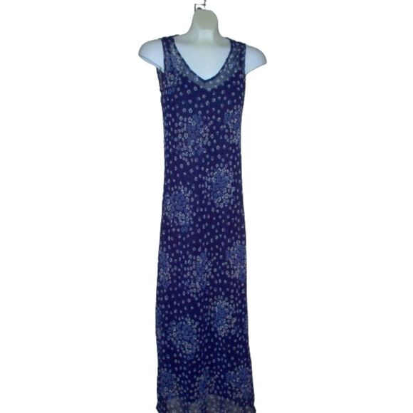 Blue Flower Maxi Dress Size M - Picture 1 of 3